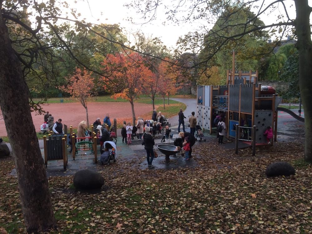 The playground in the shadow of Edinburgh Castle