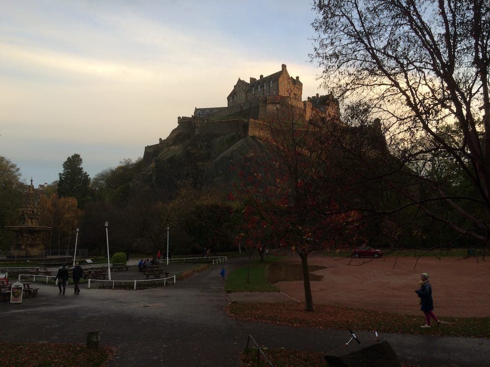 The kids played in the shadow of Edinburgh Castle